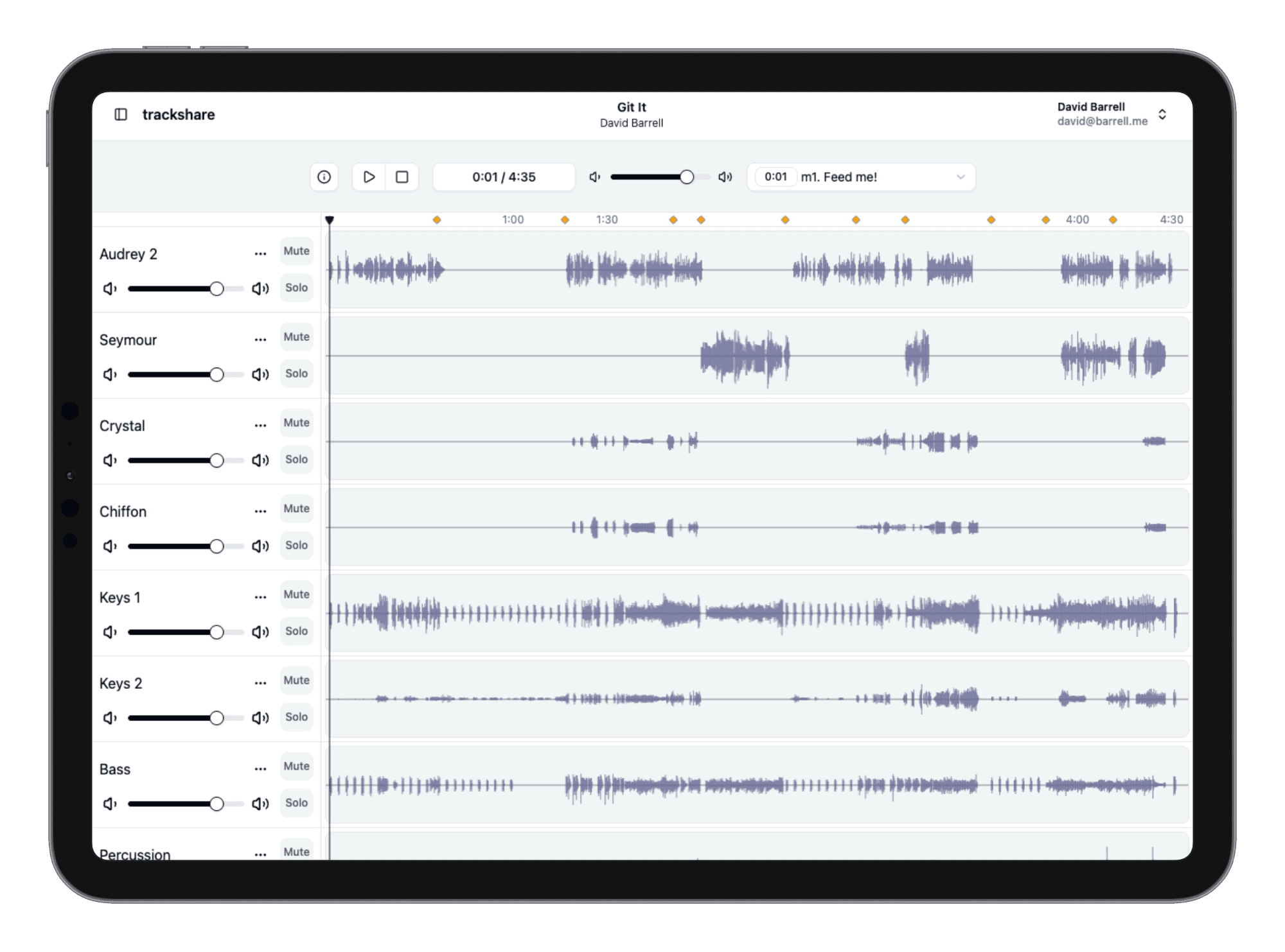 Screenshot of trackshare player